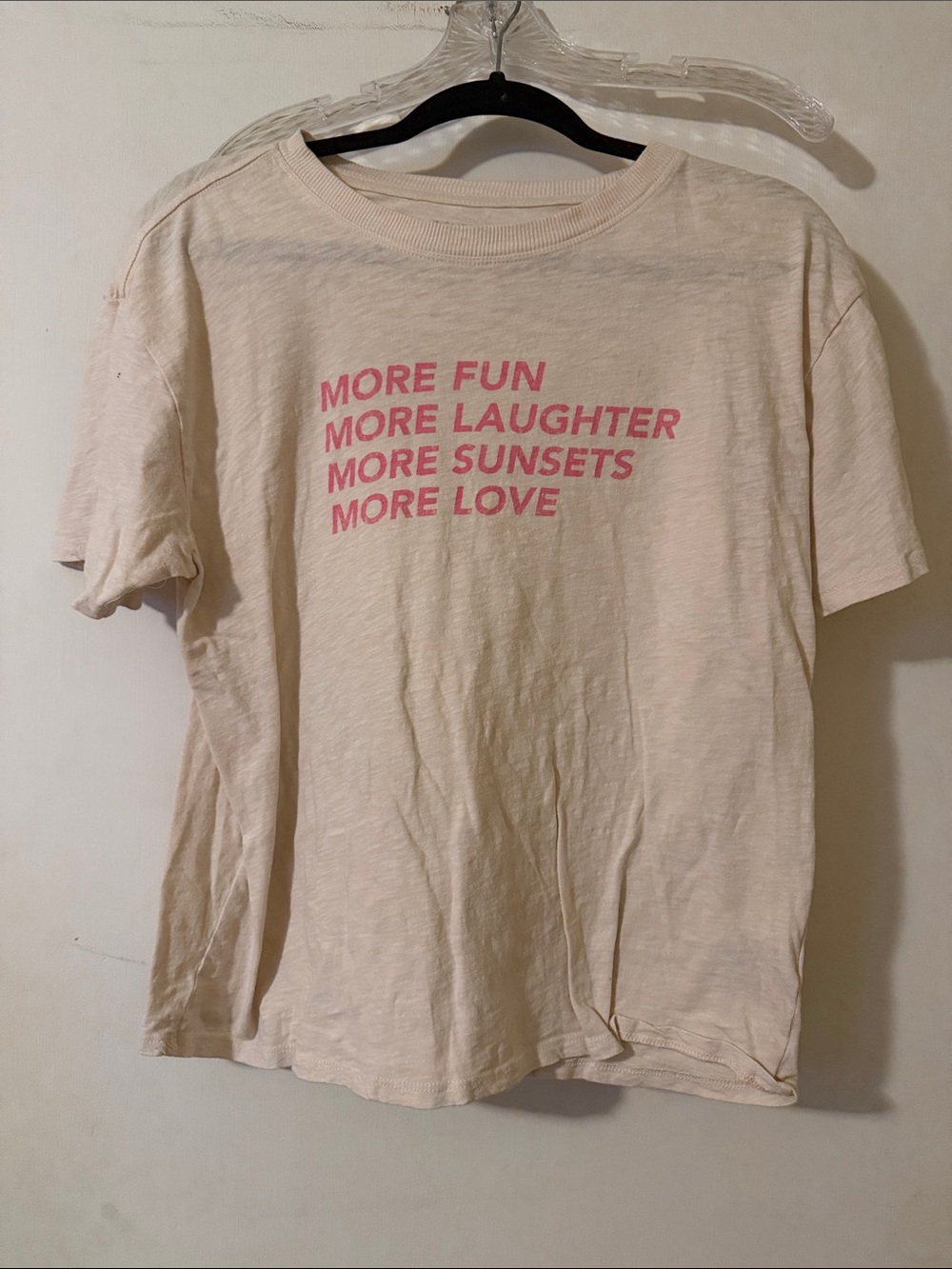 Z Supply Cream Short-Sleeve Tee with Pink Slogan